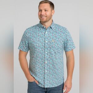 Huk Performance Fishing polo Shirt Big & Tall XXL Iced Drink Button Down Blue